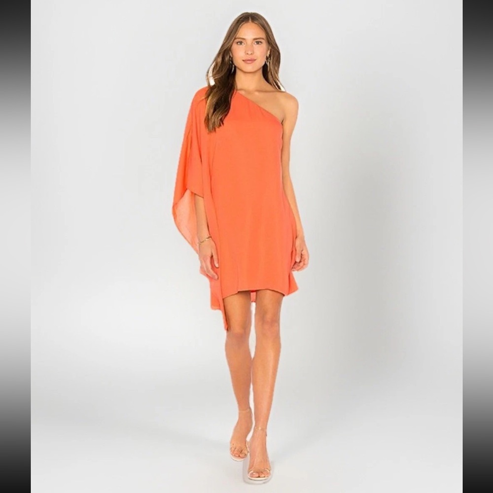 Cupcakes And Cashmere Asymmetrical One Shoulder Hot‎ Coral Blouse Small NWT